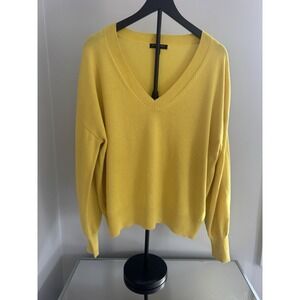 Banana Republic Yellow V Neck Sweater Women's XL Cozy Soft Knit Relaxed